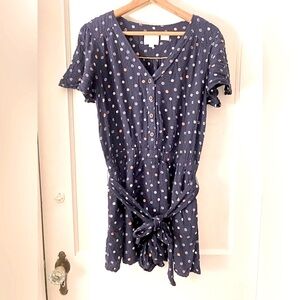 Anthropologie Ettiwa navy and dots romper
